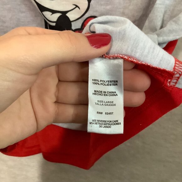 Disney Minnie Mouse Long Sleeve Plaid Red Gray Shirt Women Large - Picture 4 of 8